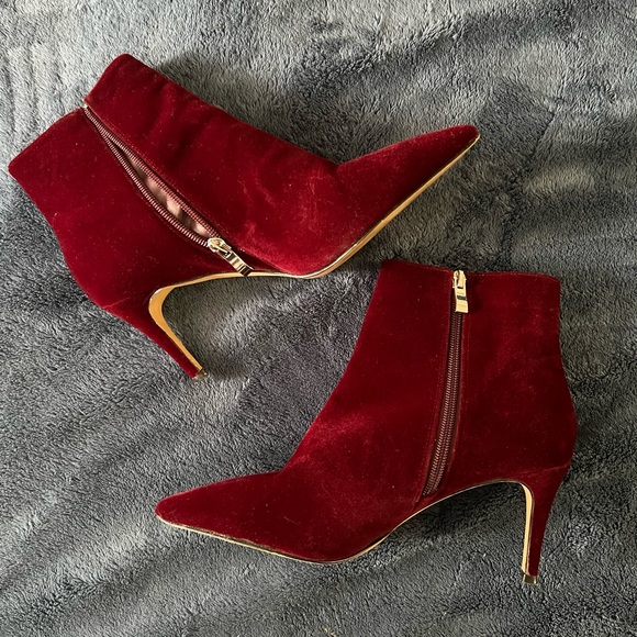 Halogen | Deep Red Velvet Booties - Picture 5 of 6